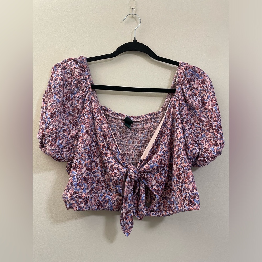 Wild Fable Puff Sleeve Spring Fling Floral Crop‎ Top - XXL